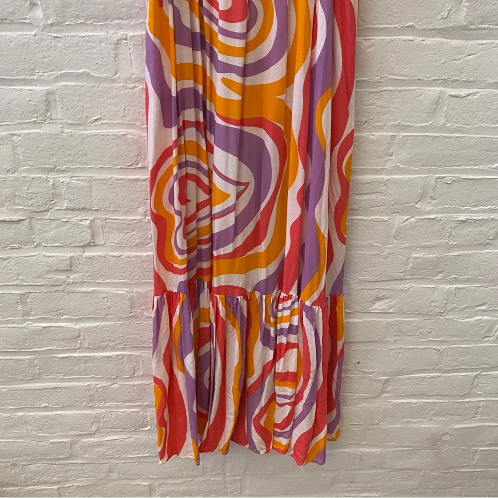 Sundress || Clea Dress Maxi Scoop Back Heart Pattern Pink Orange XS/S - Picture 4 of 9